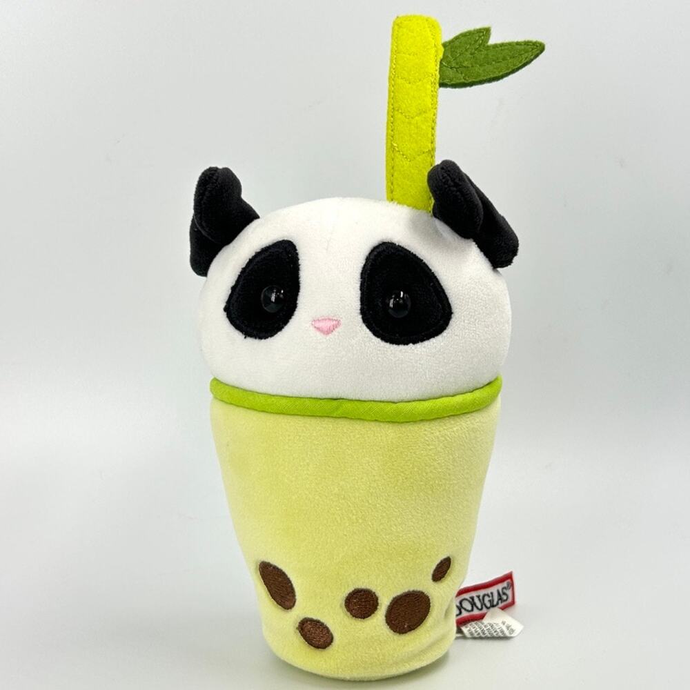 Douglas Cuddle Toys Panda Bubble Boba Tea Plush Green 9" Mini Stuffed Animal